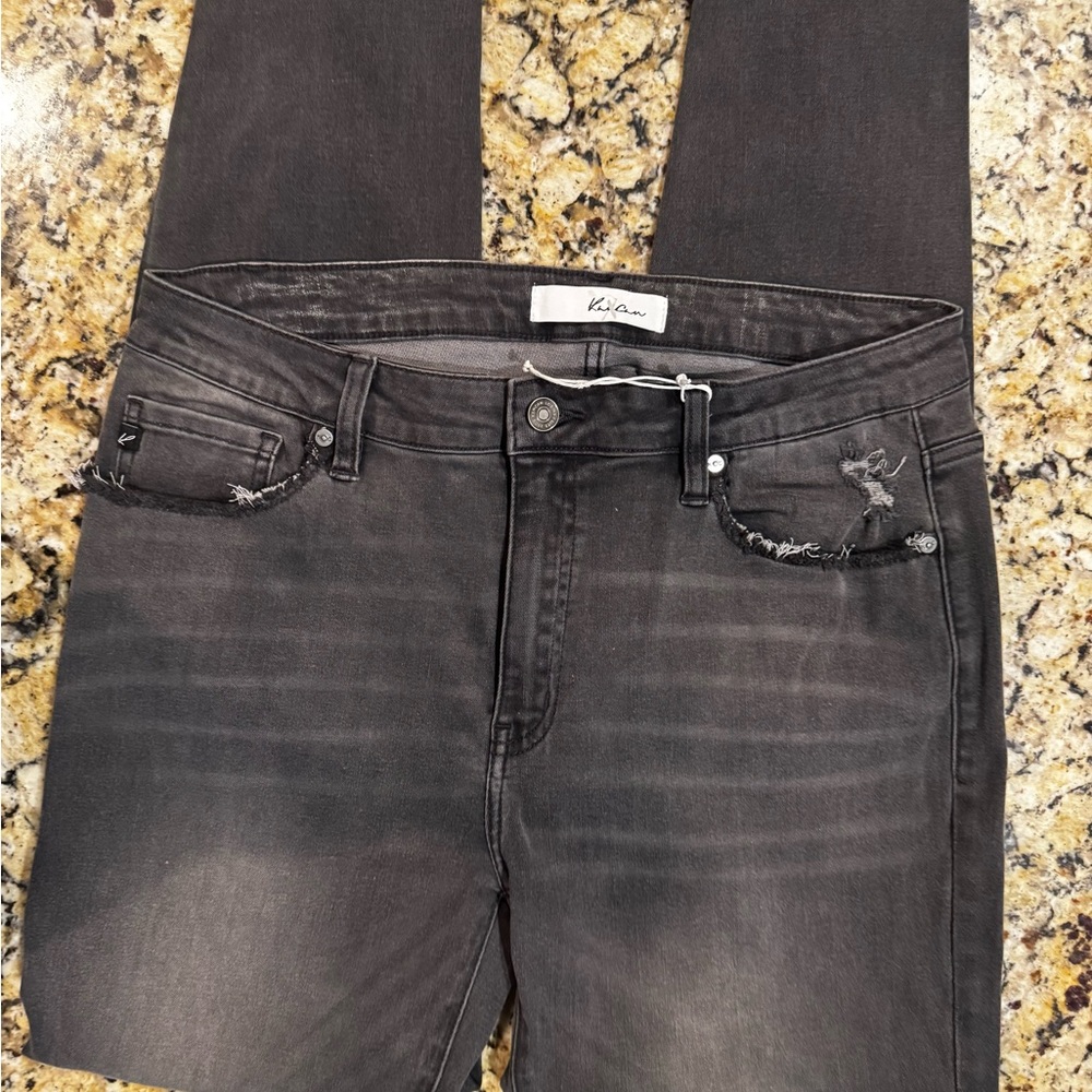KanCan Women's Distressed Gray Jeans